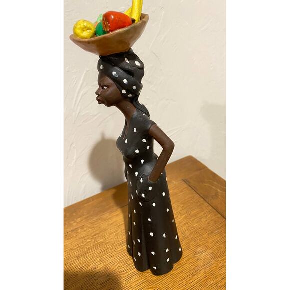 Jamaican Creole Woman, Folk Art Pottery Red Clay matte Sculpture - Picture 4 of 8